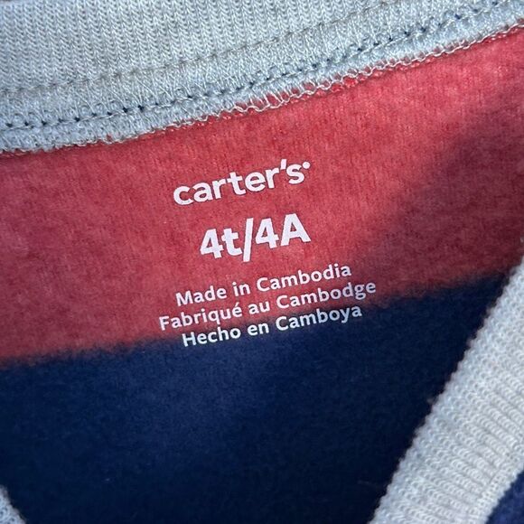 5 for $25🔥Carter's Red & Blue Striped Footie Pajamas Boys Size 4T - Picture 4 of 6